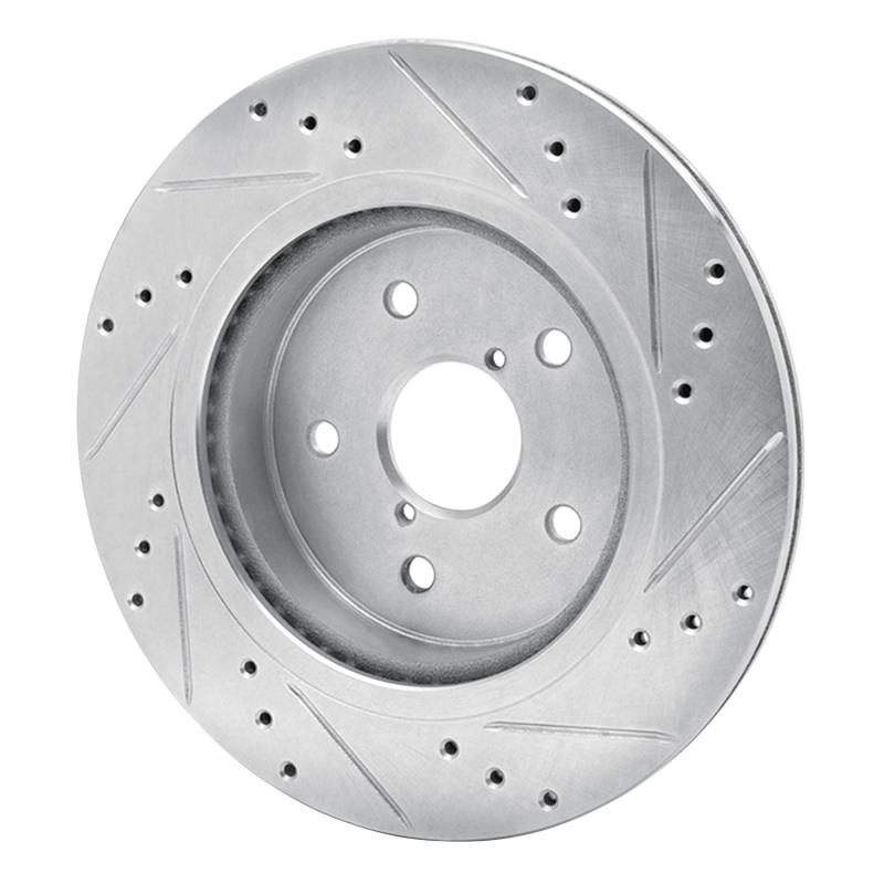 Subaru Outback Brake Rotor (1) - Rear Left - R1 Concepts - Drilled & Slotted - Silver - `15-`25
